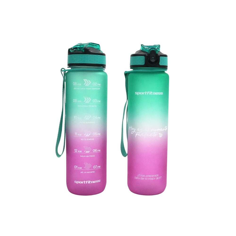 1 (35) Termo deportivo (1 lt) bicolor Fucsia / Verde - Image 1